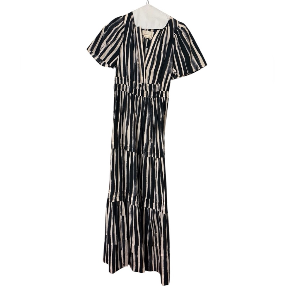 Anthropologie Black and White Striped Maxi Dress